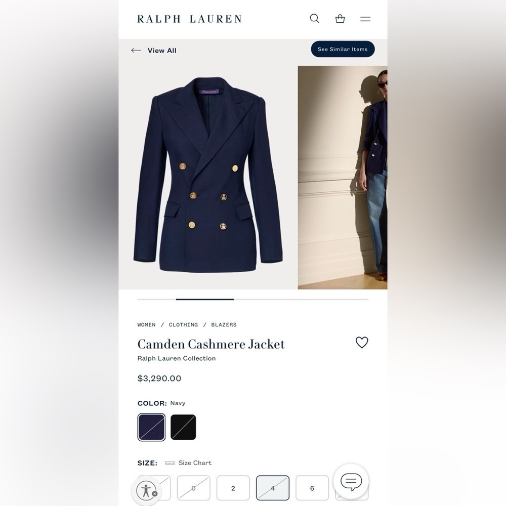 Ralph Lauren Purple Label Cadman Navy Cashmere Jacket See Measurements for Size